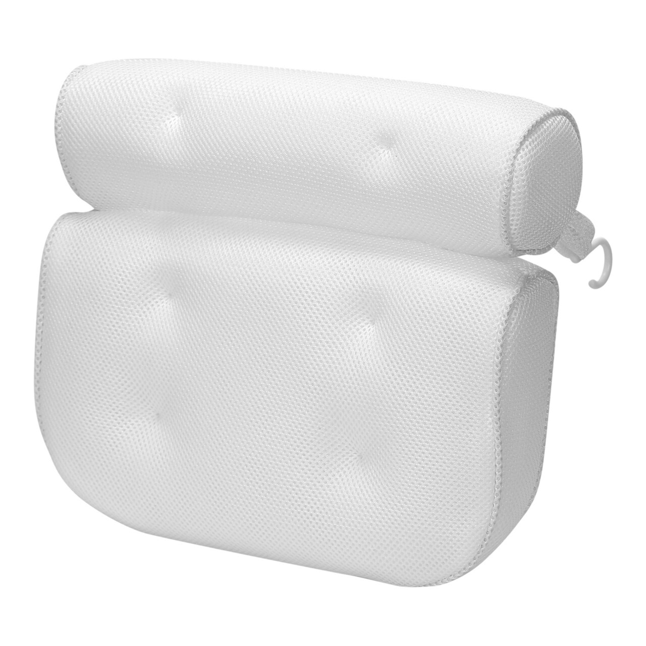 Bathtub Pillow 3D Mesh White Ergonomic Spa Pillow 6 Suction Cups Quick Dry